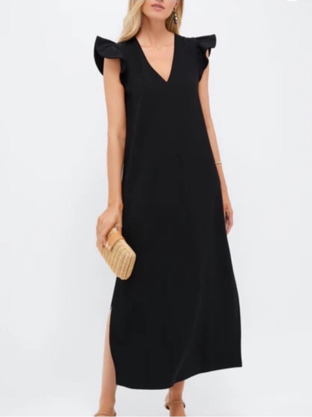 POMANDER PLACE Black Flutter Sleeve Miko Dress